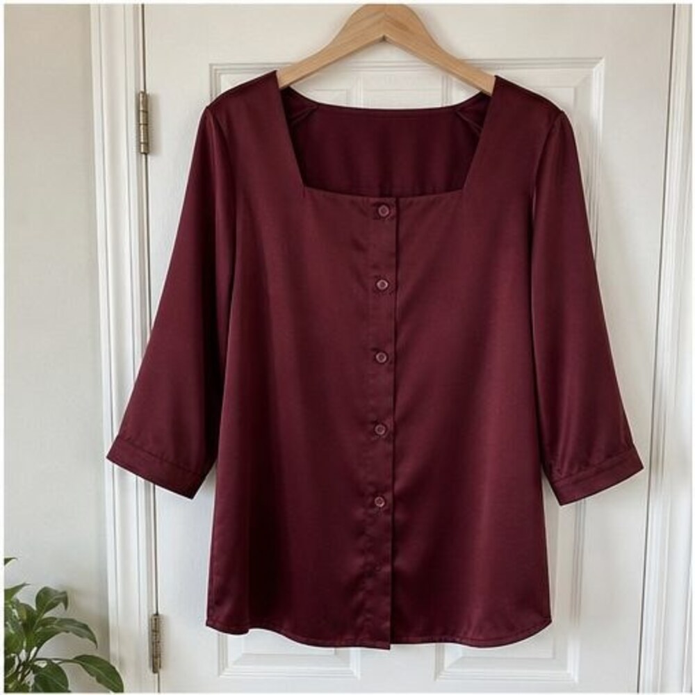 Burgundy Ruffle Blouse